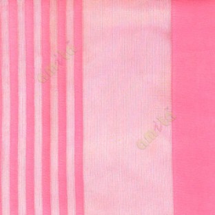 Pink color vertical pencil and bold stripes net finished vertical and horizontal checks line poly fabric sheer curtain